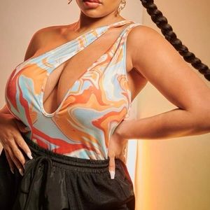 Cut out one shoulder bodysuit